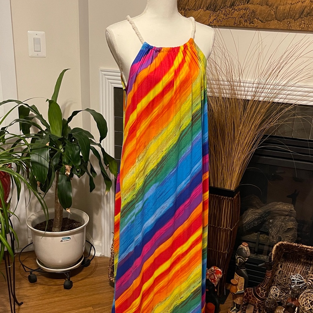 Rouge! Rainbow Striped Maxi Dress